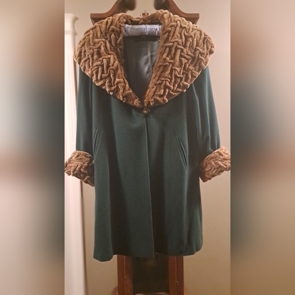 Louis Feraud Fourrure Cashmere Jacket w/ Sheered Mink Collor&Cuffs